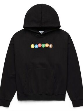 Black Pullover Hoodie with Multicolor Logo